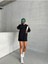 Kadın Siyah Dikiş Detaylı Oversize 3 Iplik Sweatshirt 4