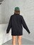 Kadın Siyah Dikiş Detaylı Oversize 3 Iplik Sweatshirt 5