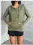 Kadın Haki Kapşonlu Cepli Mevsimlik Sweat 1