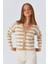 6892 Kadın Çizgili Dokulu Hırka Camel 1