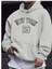 Erkek New York 19 Baskılı Kapüşonlu Oversize Sweatshırt 1