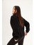 Siyah Yarım Fermuarlı Yüksek Yaka Sweatshirt 2
