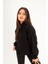 Siyah Yarım Fermuarlı Yüksek Yaka Sweatshirt 3
