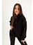 Siyah Yarım Fermuarlı Yüksek Yaka Sweatshirt 4