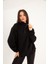 Siyah Yarım Fermuarlı Yüksek Yaka Sweatshirt 5
