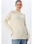 6849 Kadın Dikişsiz Dik Yaka Triko Kazak Naturel 3