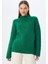 6849 Kadın Dikişsiz Dik Yaka Triko Kazak Yeşil 1