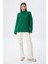 6849 Kadın Dikişsiz Dik Yaka Triko Kazak Yeşil 2