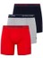 U.s. Polo Assn Erkek Beyaz 3'lü Uzun Paça/kırmızı-Lacivert-Gri Melanj Boxer 80454 1