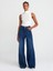 71746 Koyu Renk Geniş Wideleg Denim Pantolon-Lacivert 1