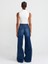 71746 Koyu Renk Geniş Wideleg Denim Pantolon-Lacivert 2