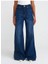 71746 Koyu Renk Geniş Wideleg Denim Pantolon-Lacivert 3