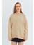 6913 Kadın Salaş Yumuşak Dokulu Oversize Triko Kazak Bej 1
