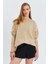 6913 Kadın Salaş Yumuşak Dokulu Oversize Triko Kazak Bej 5