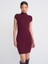 91304 Dik Yaka Streç Mini Elbise-Açık Bordo 1