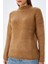6849 Kadın Dikişsiz Dik Yaka Triko Kazak Camel 4