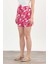 4356A Çiçek Desenli Şort Fuşya 4