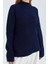 6849 Kadın Dikişsiz Dik Yaka Triko Kazak Lacivert 4