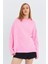 6913 Kadın Salaş Yumuşak Dokulu Oversize Triko Kazak Pembe 1