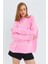 6913 Kadın Salaş Yumuşak Dokulu Oversize Triko Kazak Pembe 3