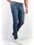 - Mavi Taşlamalı Slim Fit Likralı Jean Erkek Kot Pantolon Mavi 1
