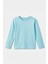 %100 Pamuklu Kız ve Erkek Unisex Uzun Kollu Basic Tshirt Mavi 1