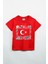 %100 Pamuklu Kısa Kollu Türk Bayrağı Baskılı Kız ve Erkek Unisex Çocuk Tshirt Kırmızı 1