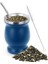 Mavi Set ve Kaşık Stili 1 Takım 230ML Bombilla Set Yerba Mate Kabak Paslanmaz Çelik Tek Kaşık ve Fırçalı Çay Bardağı Isı Yalıtımı Haşlanma Önleyici (Yurt Dışından) 1