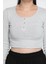 Kaşkorse Likralı Ön Çıtçıtlı Crop Top Bluz 1