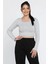 Kaşkorse Likralı Ön Çıtçıtlı Crop Top Bluz 2