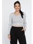 Kaşkorse Likralı Ön Çıtçıtlı Crop Top Bluz 3