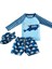 UPF50+ Güneş Korumalı 3'lü Mayo Set Blue Borde Mayo Tshirt Şapka Seti Erkek Çocuk Şort Mayo 1