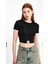 Halka Detaylı Bisiklet Yaka Crop Bluz 1