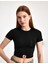 Halka Detaylı Bisiklet Yaka Crop Bluz 2