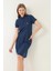Indigo Kadın Polo Yaka Kısa Kollu Örme Elbise -2431 1