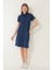 Indigo Kadın Polo Yaka Kısa Kollu Örme Elbise -2431 2