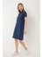 Indigo Kadın Polo Yaka Kısa Kollu Örme Elbise -2431 5