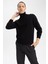 Siyah Slim Fit Dar Kesim Balıkçı Yaka Basic Düz Triko Kazak R1124AZ23WN 4