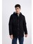 Slim Fit Dar Kesim Kapüşonlu Pelüş Astar Fermuarlı Çıtçı Kapamalı Cepli Mont Parka R6780AZ23WN 3