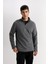 Antrasit Tüylenme Yapmayan Soğuk Geçirmez Regular Fit Dik Yaka Fermuarlı Polar Sweatshirt Y3996AZNS 8