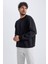 Oversize Geniş Kalıp Bisiklet Yaka Kalın Basic Düz Sweatshirt T5139AZ23AU 4