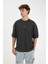 Loose Fit Bisiklet Yaka Baskılı Kısa Kollu Ağır Kumaş Tişört C0896AX24SP 3