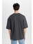 Loose Fit Bisiklet Yaka Baskılı Kısa Kollu Ağır Kumaş Tişört C0896AX24SP 6