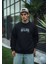 Üç Iplik Bisiklet Yaka Baskılı Sweatshirt - Siyah 2