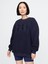 Kadın Lacivert Gap Logo Oversize Sherpa Heart Sweatshirt 1