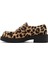 Kadın Kahverengi Leopar Desenli Deri Maskülen Loafer 24WFD1401W2 2