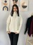 Oversize Geniş Kalıp Yarım Fermuarlı Dik Yaka Saç Örgülü Triko Kazak (Krem) 3