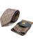 Bej Motif Desen Mendilli Klasik Kravat KK12953 4