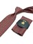 Turuncu Motif Desen Mendilli Klasik Kravat KK13060 2