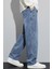 Erkek Mavi Baggy Beli Lastikli Likralı Düz Paça Bol Kesim Esnek Jean Denim Kot Pantolon RF0484 4